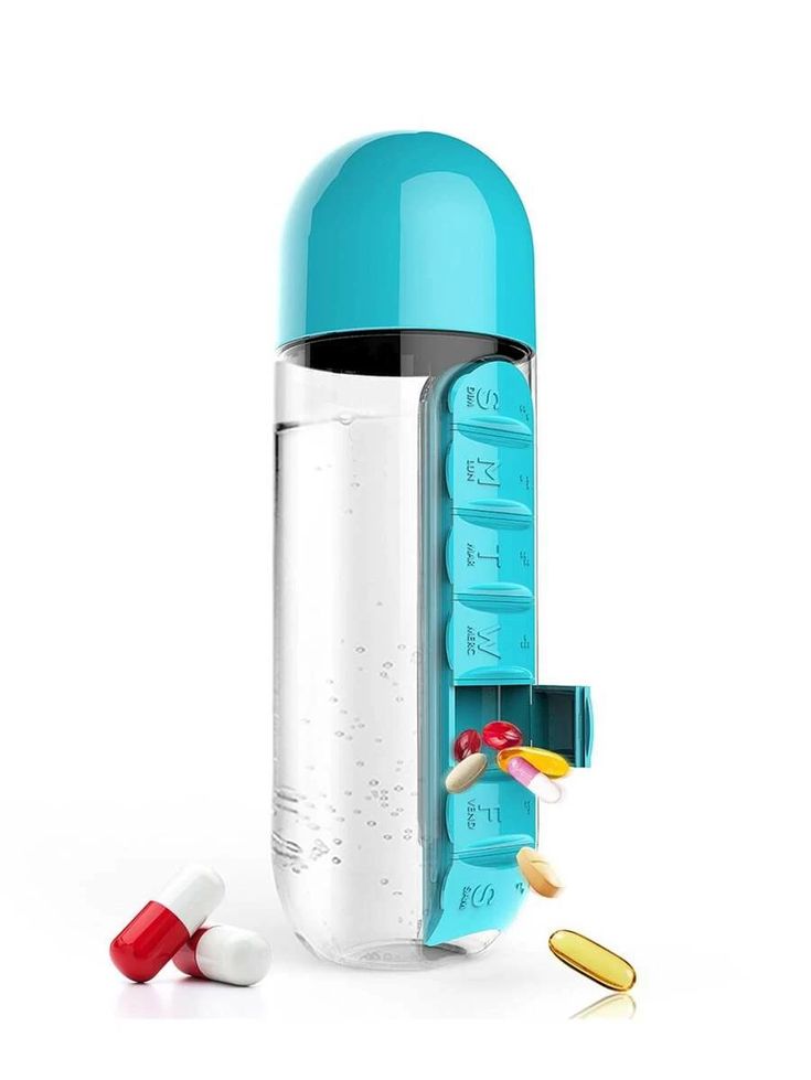 💧 2-in-1 Water Bottle with Built-In Pill Organizer