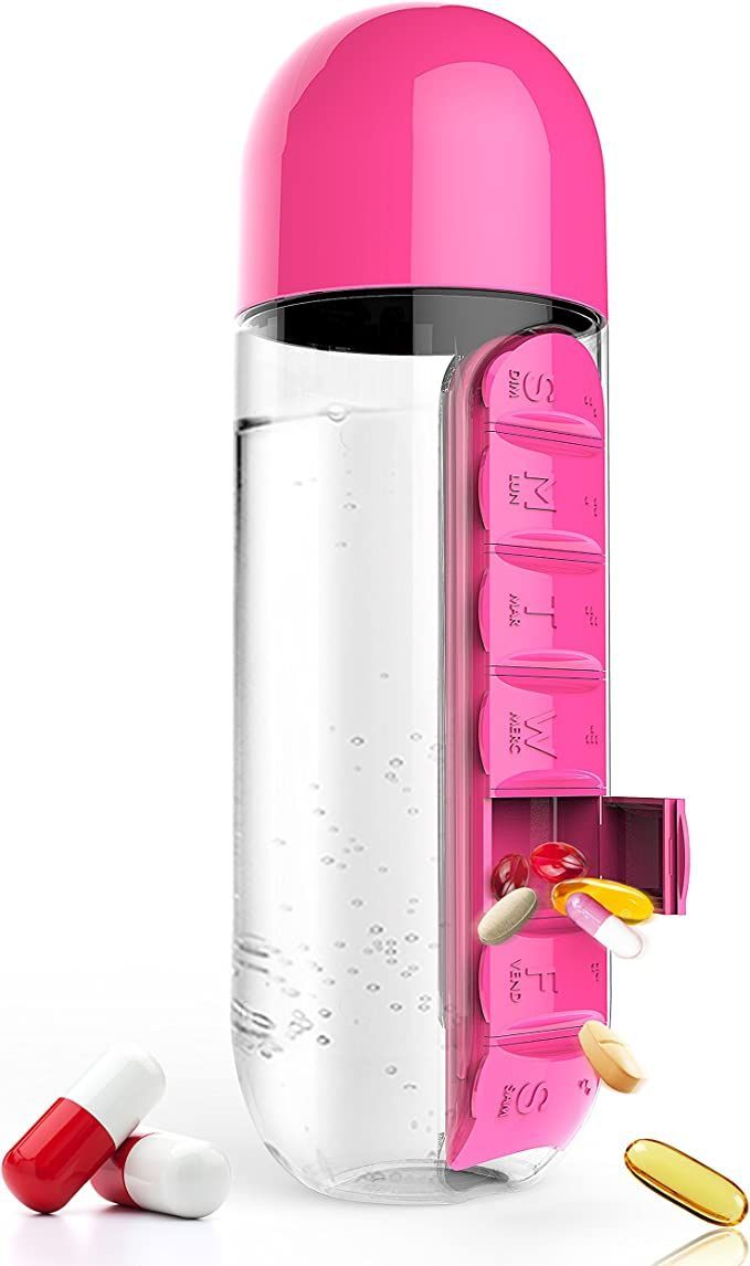 💧 2-in-1 Water Bottle with Built-In Pill Organizer