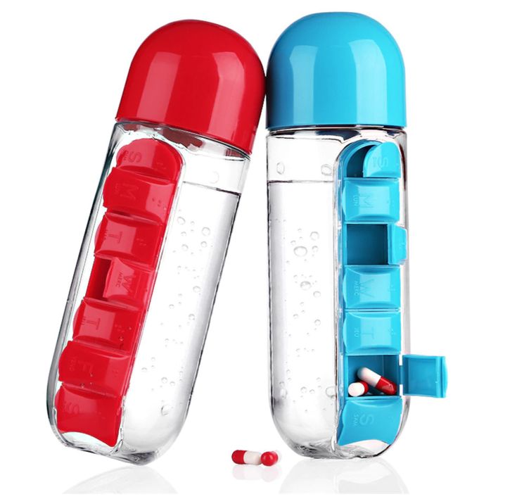 💧 2-in-1 Water Bottle with Built-In Pill Organizer