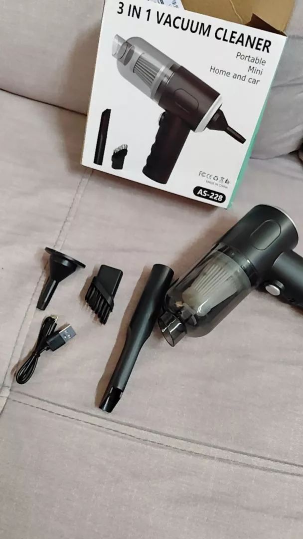 3-in-1 Portable Mini Vacuum Cleaner for Home & Car (Rechargeable)